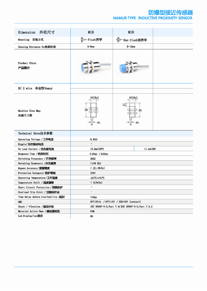 防爆型接近傳感器